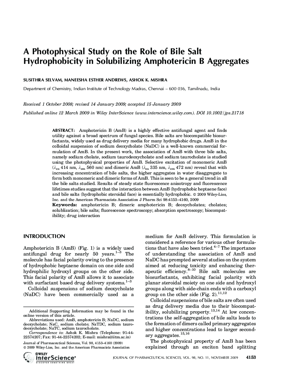A photophysical study on the role of bile salt hydrophobicity in solubilizing amphotericin B aggregates