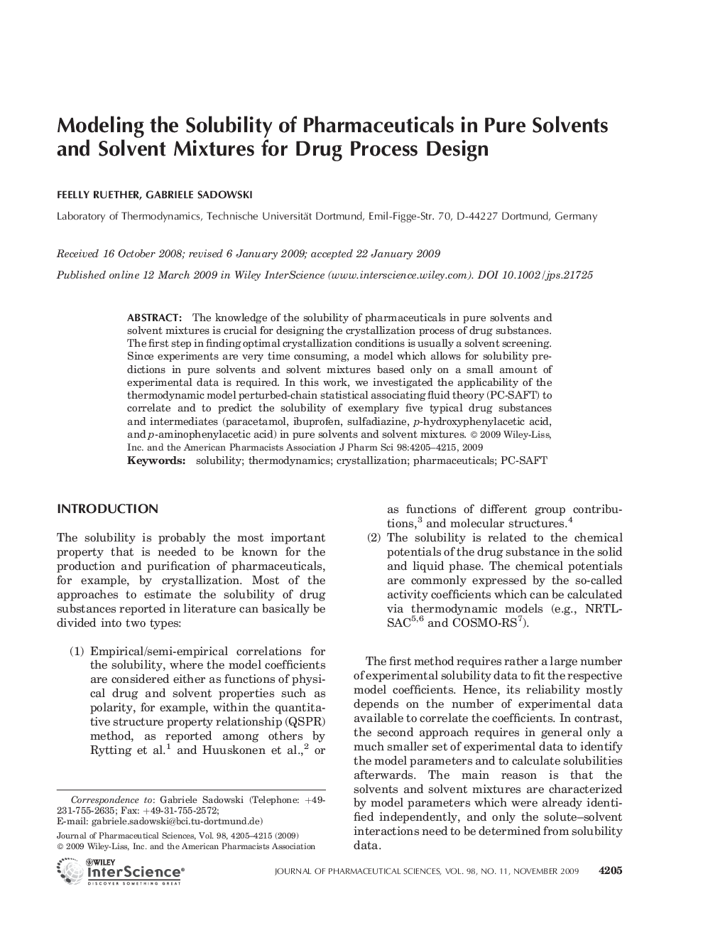 Modeling the Solubility of Pharmaceuticals in Pure Solvents and Solvent Mixtures for Drug Process Design