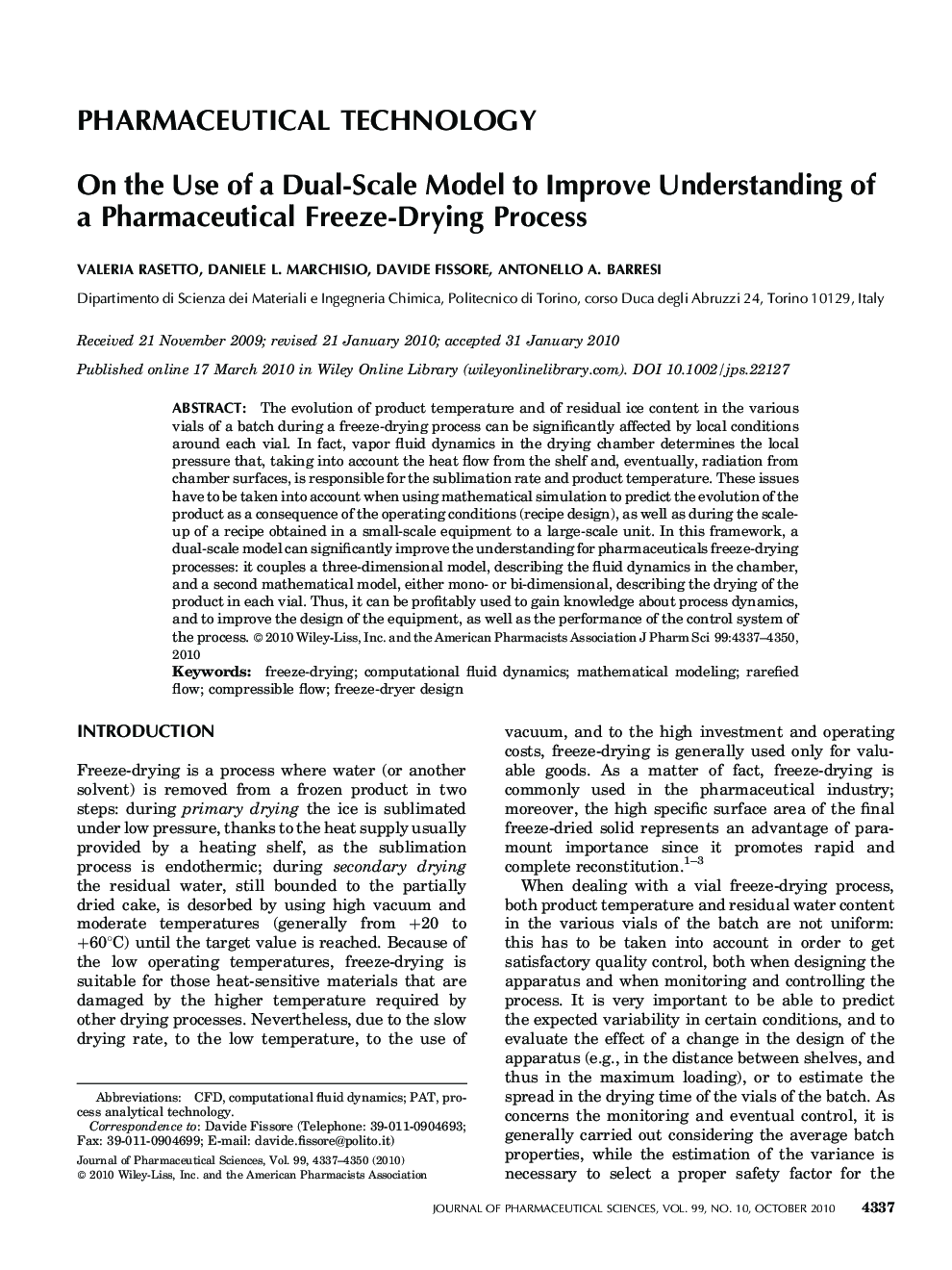 On the Use of a Dual-Scale Model to Improve Understanding of a Pharmaceutical Freeze-Drying Process