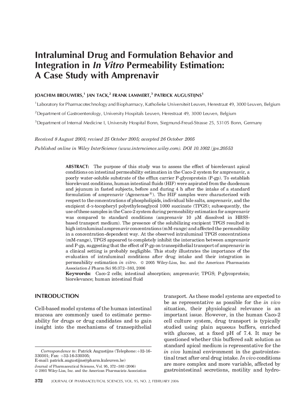 Intraluminal drug and formulation behavior and integration in in vitro permeability estimation: A case study with amprenavir