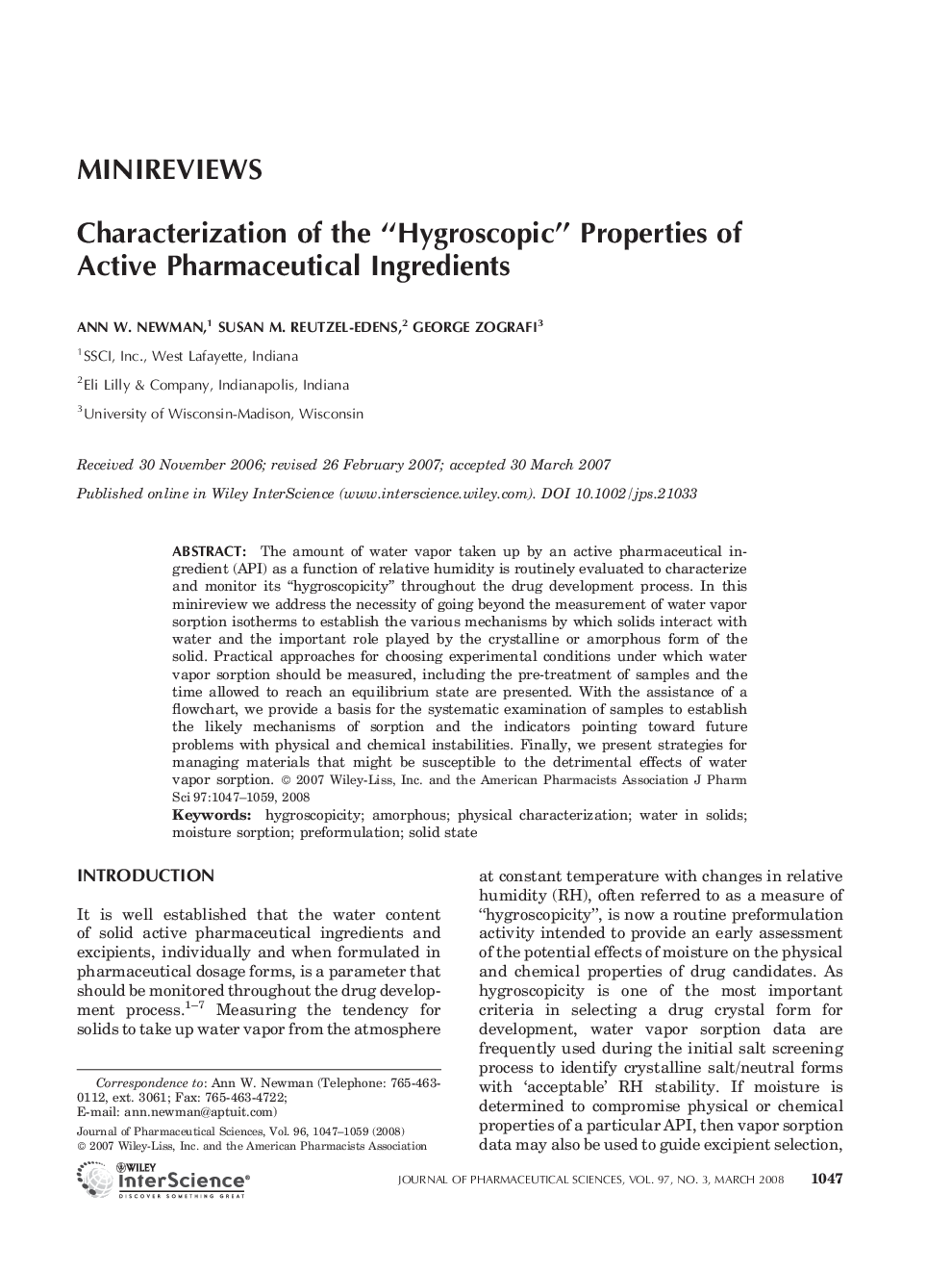 Characterization of the “hygroscopic” properties of active pharmaceutical ingredients