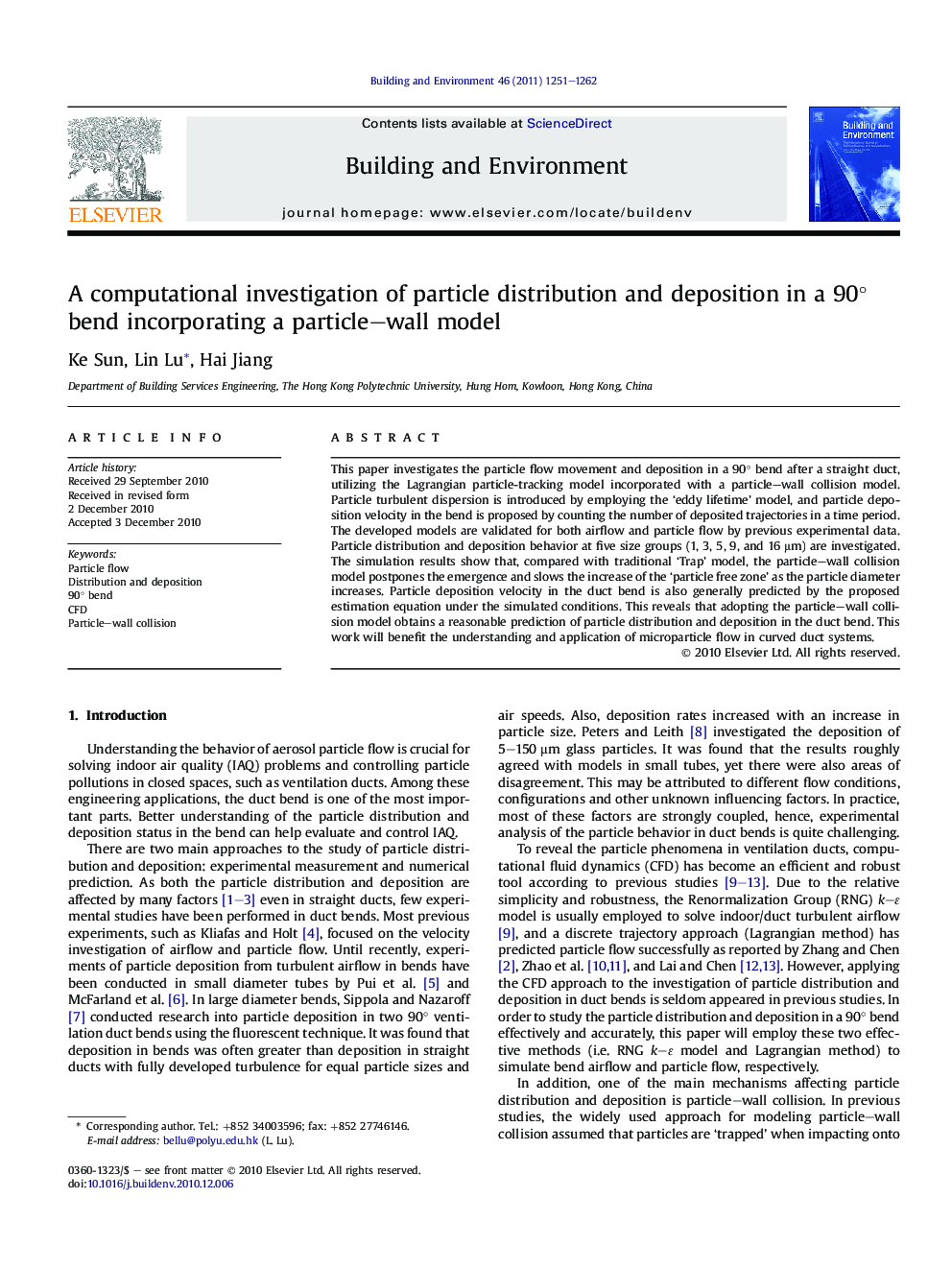 A computational investigation of particle distribution and deposition in a 90° bend incorporating a particle–wall model