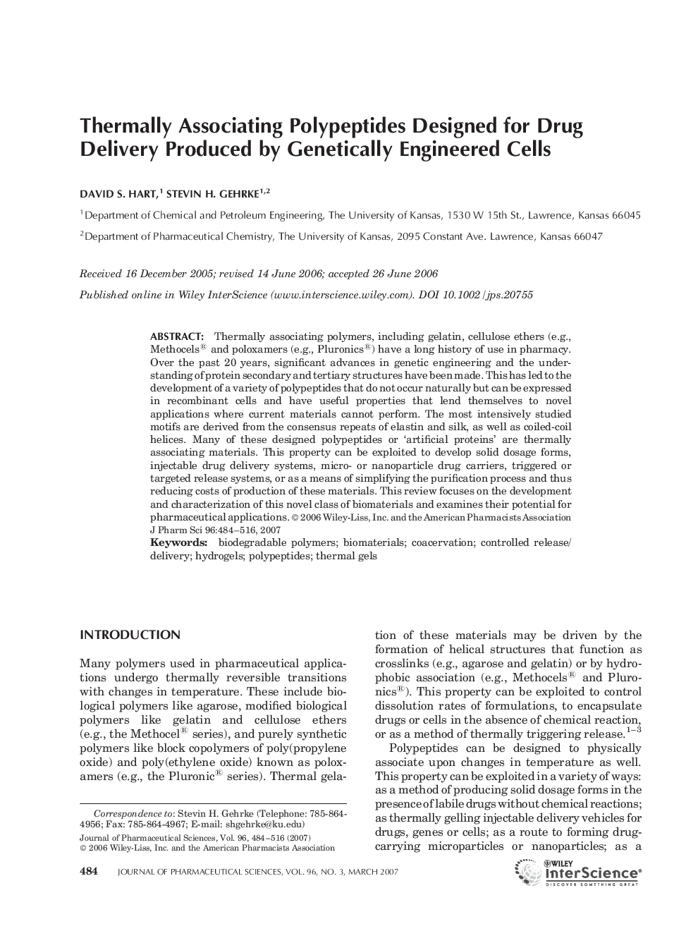 Thermally Associating Polypeptides Designed for Drug Delivery Produced by Genetically Engineered Cells