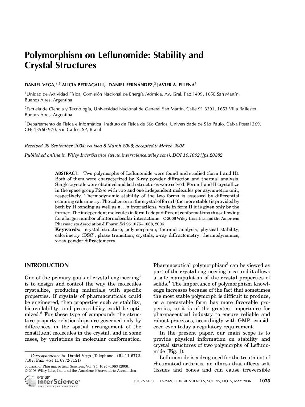 Polymorphism on Leflunomide: Stability and Crystal Structures