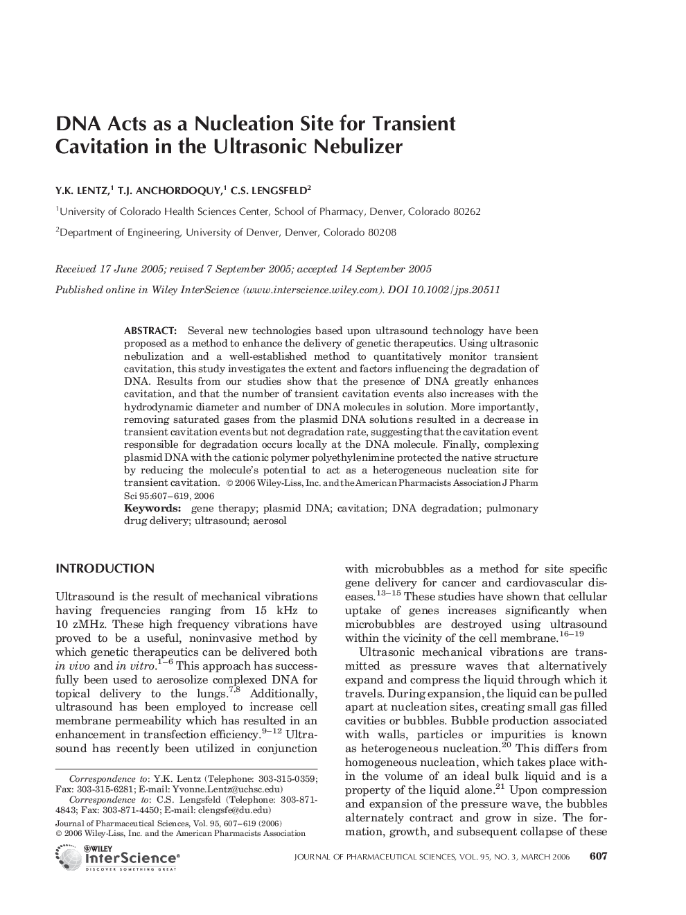 DNA Acts as a Nucleation Site for Transient Cavitation in the Ultrasonic Nebulizer