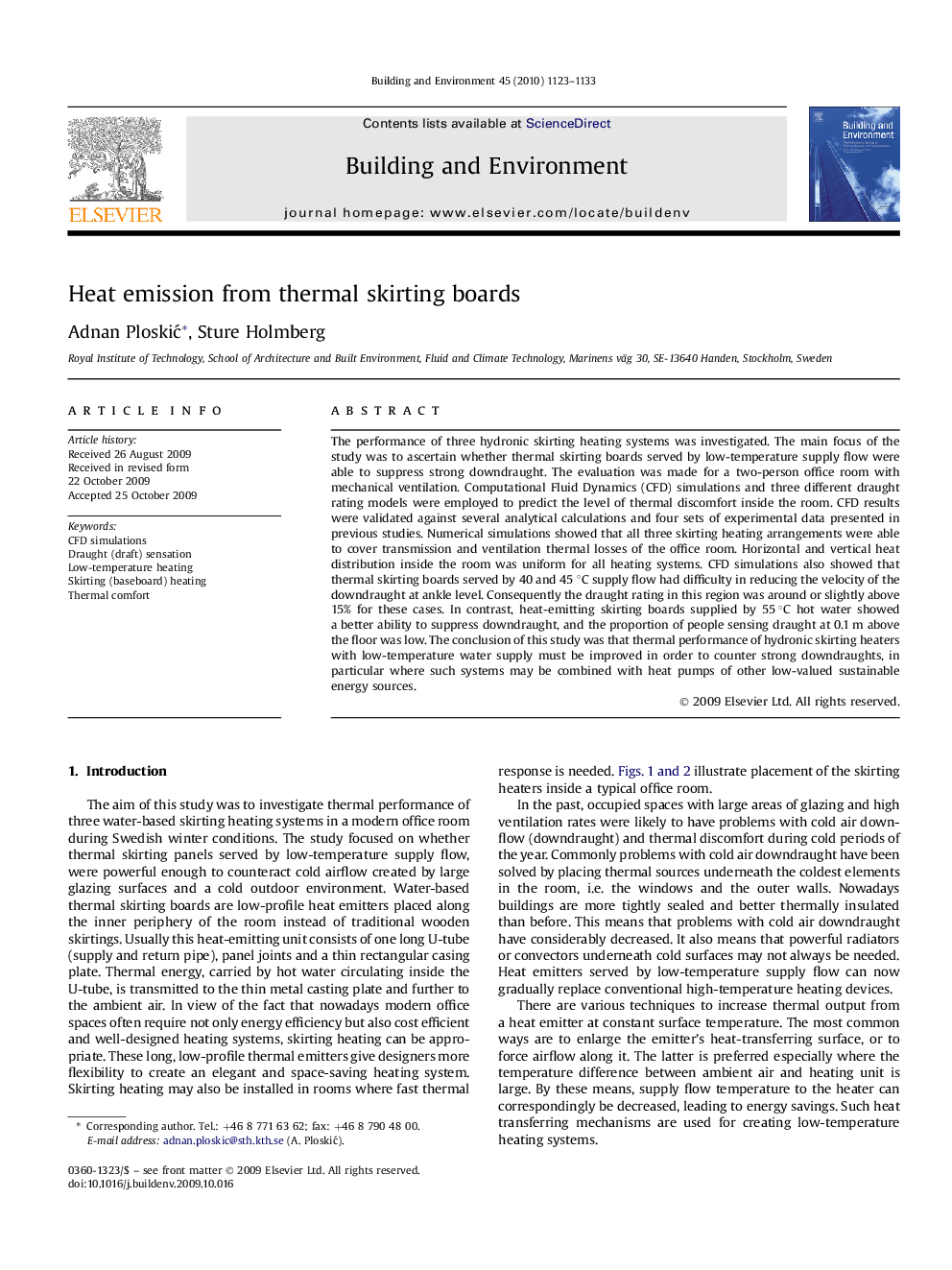 Heat emission from thermal skirting boards