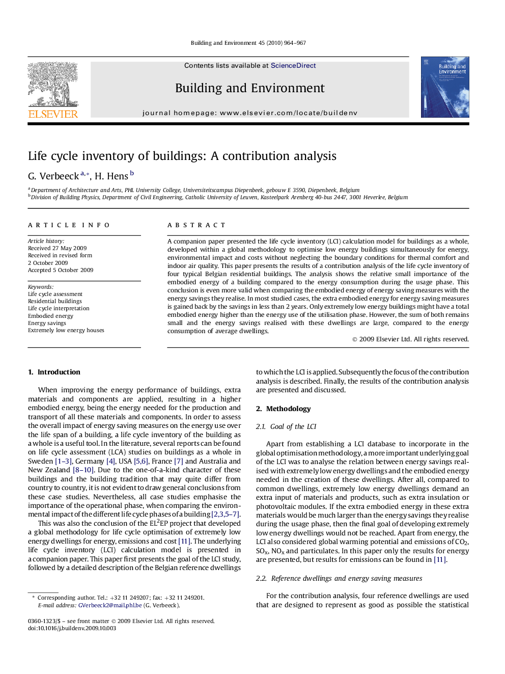 Life cycle inventory of buildings: A contribution analysis