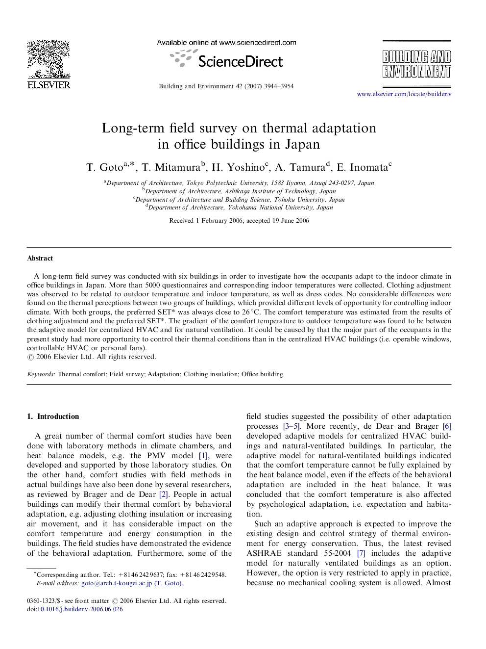 Long-term field survey on thermal adaptation in office buildings in Japan