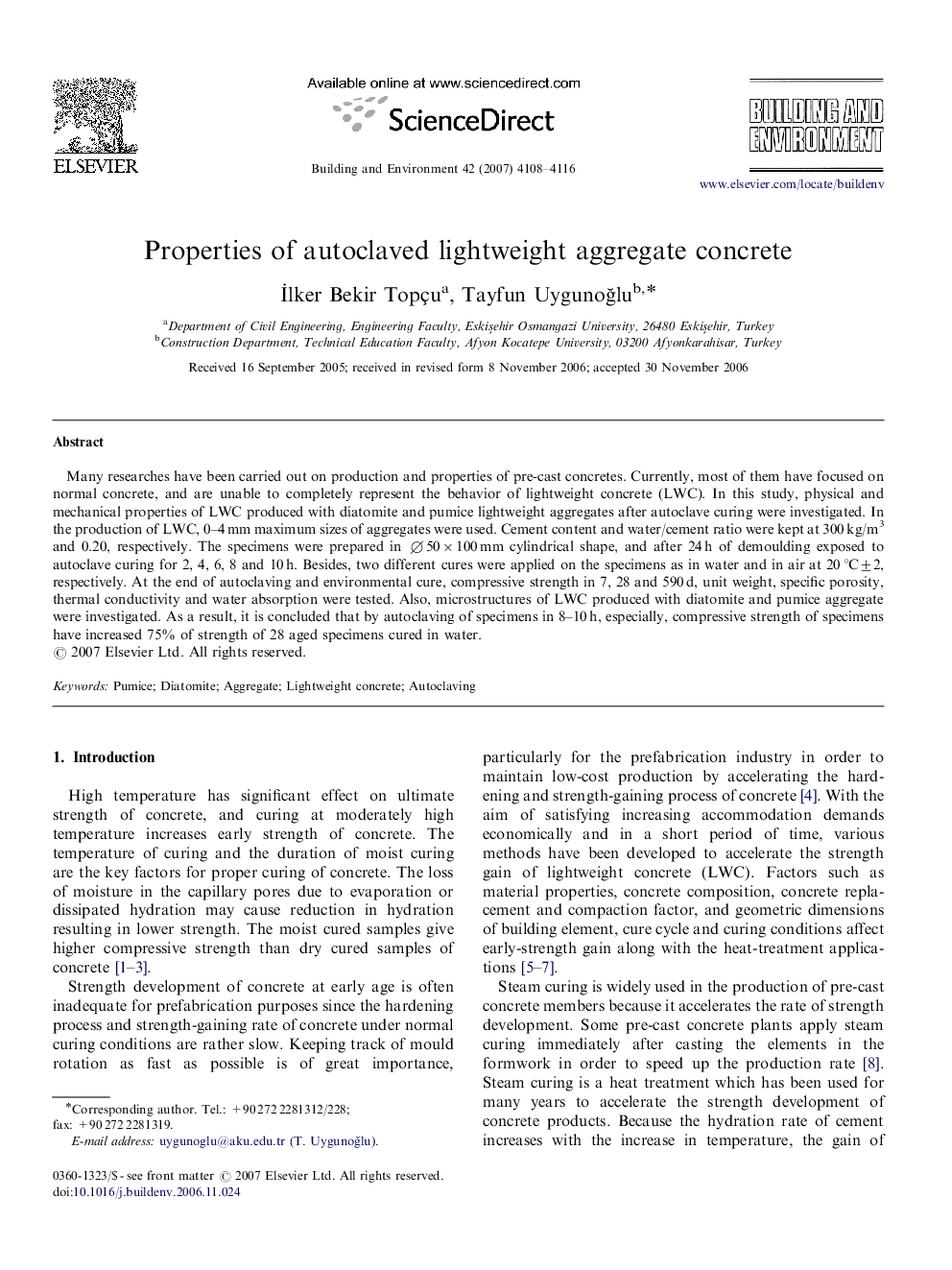 Properties of autoclaved lightweight aggregate concrete