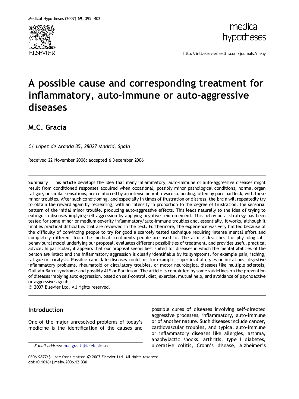 A possible cause and corresponding treatment for inflammatory, auto-immune or auto-aggressive diseases