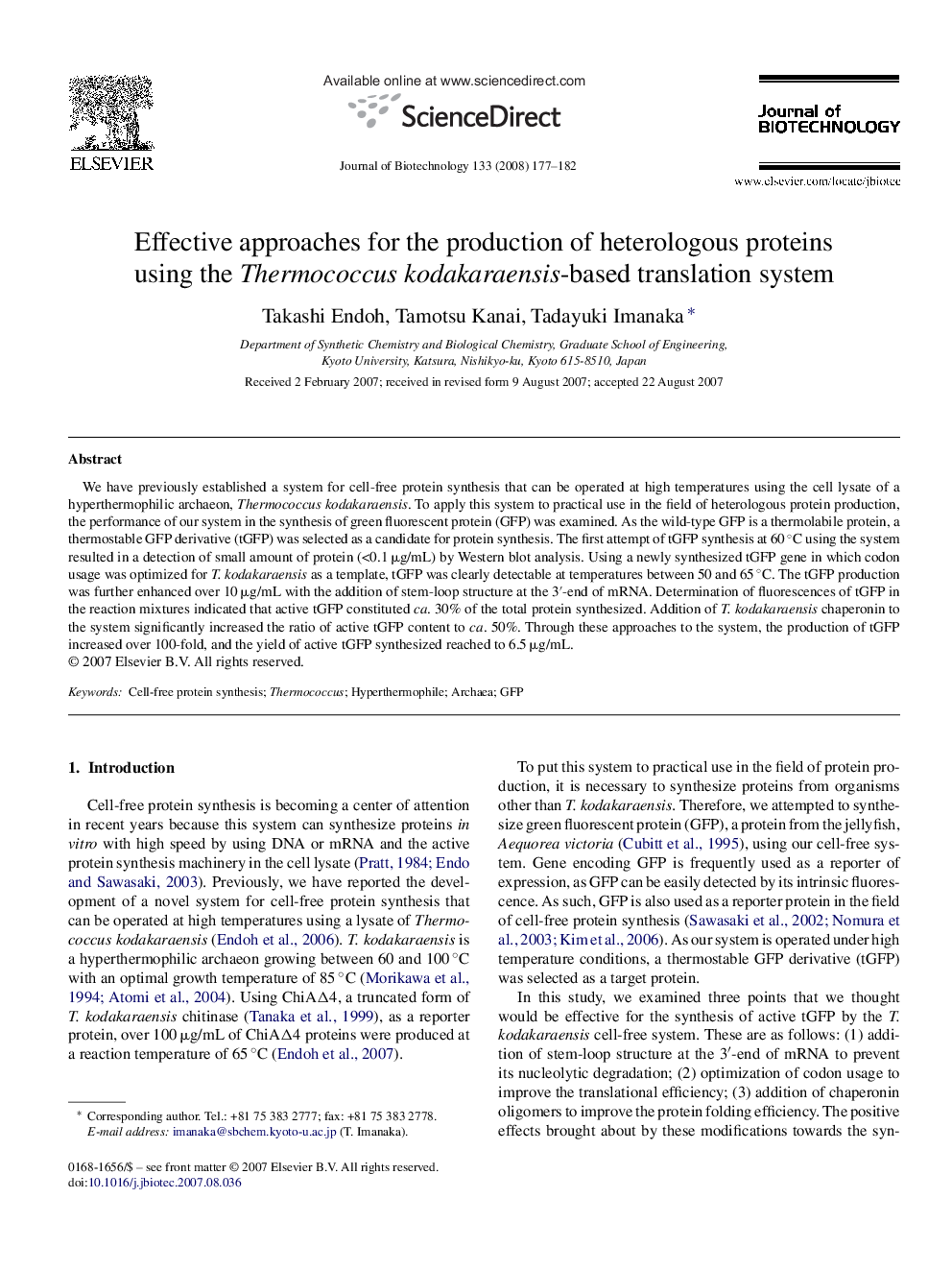 Effective approaches for the production of heterologous proteins using the Thermococcus kodakaraensis-based translation system