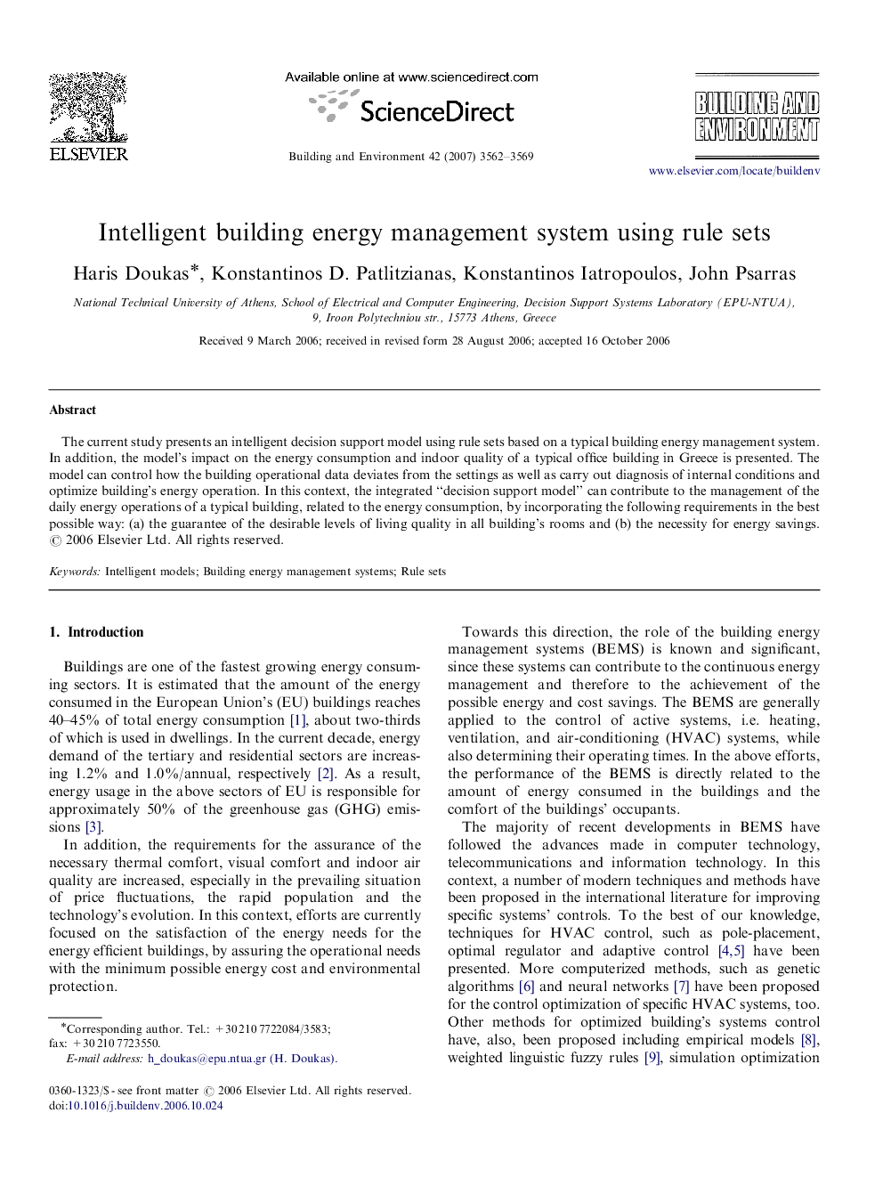 Intelligent building energy management system using rule sets