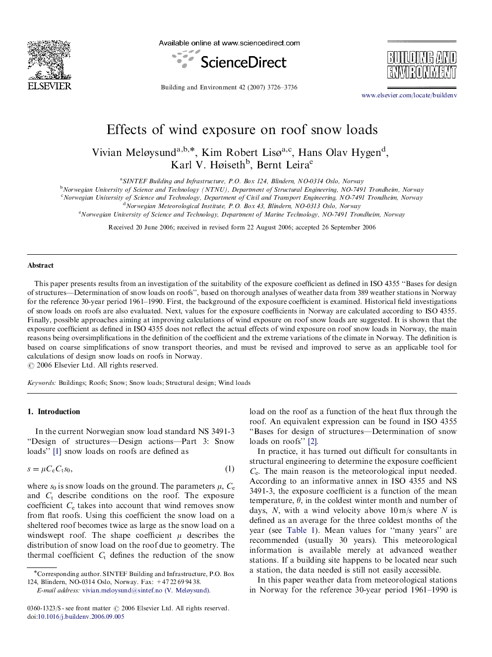 Effects of wind exposure on roof snow loads