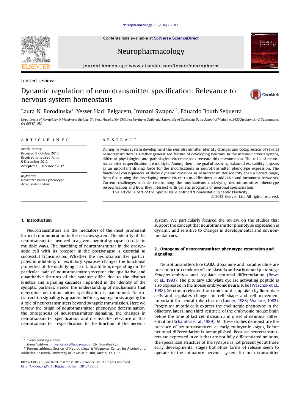 Dynamic regulation of neurotransmitter specification: Relevance to nervous system homeostasis