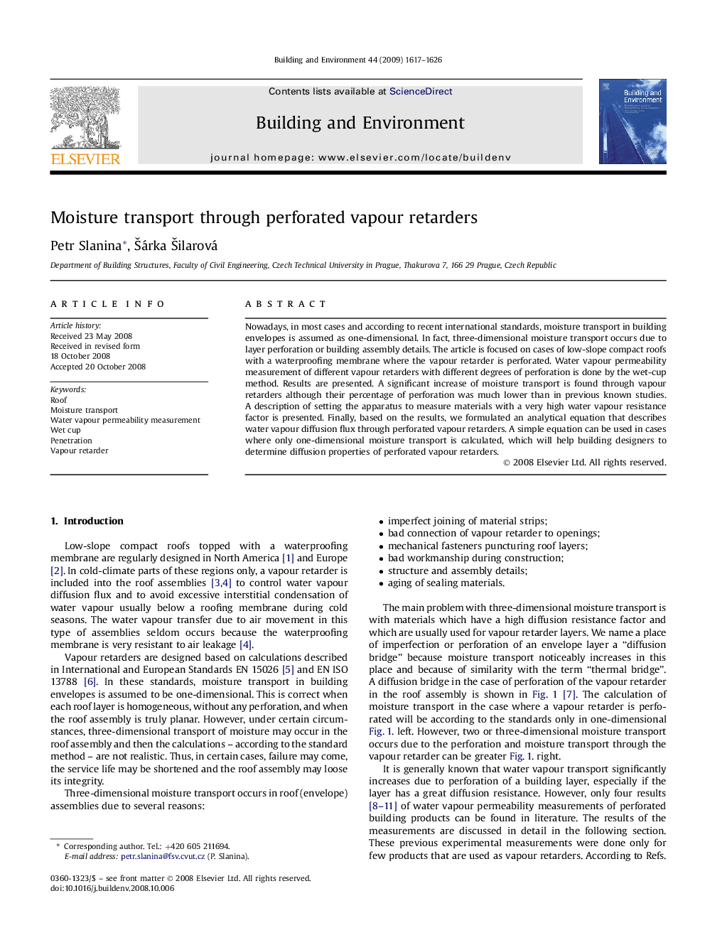 Moisture transport through perforated vapour retarders