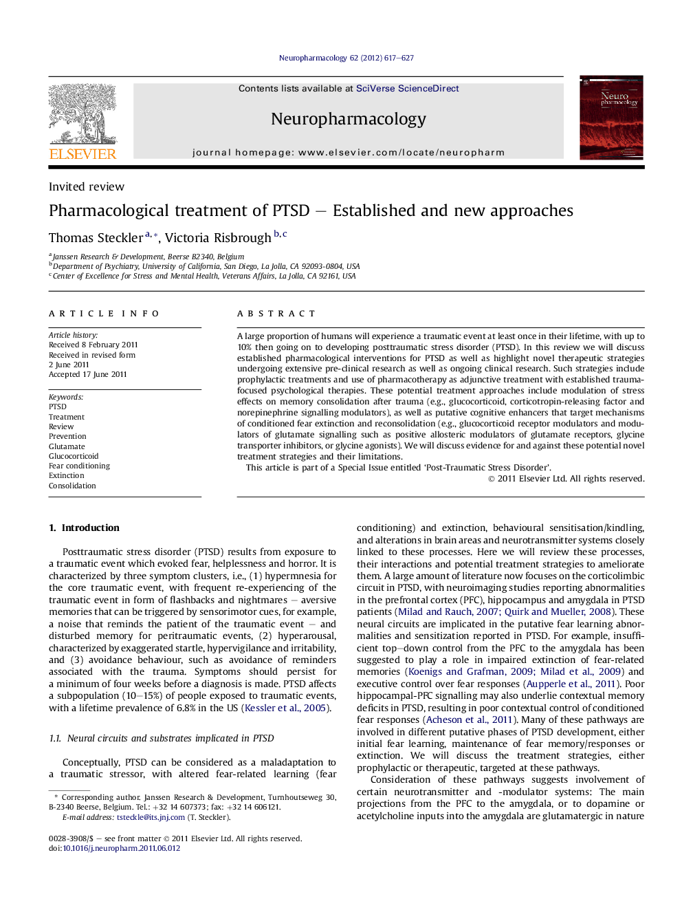 Pharmacological treatment of PTSD – Established and new approaches