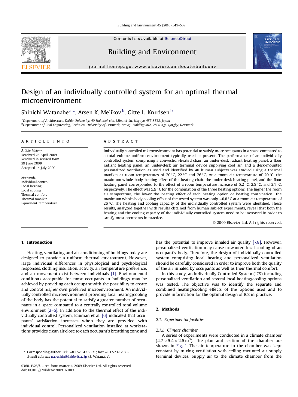 Design of an individually controlled system for an optimal thermal microenvironment