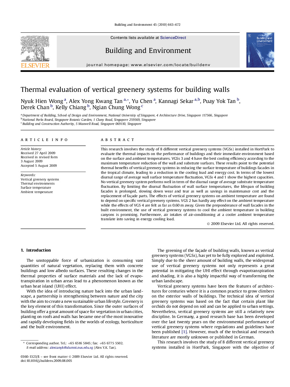 Thermal evaluation of vertical greenery systems for building walls