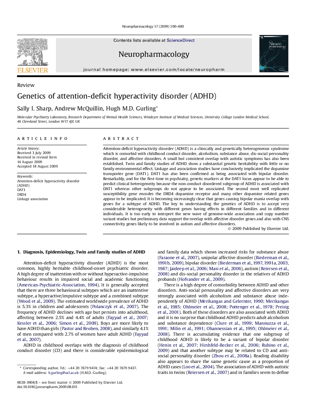 Genetics of attention-deficit hyperactivity disorder (ADHD)