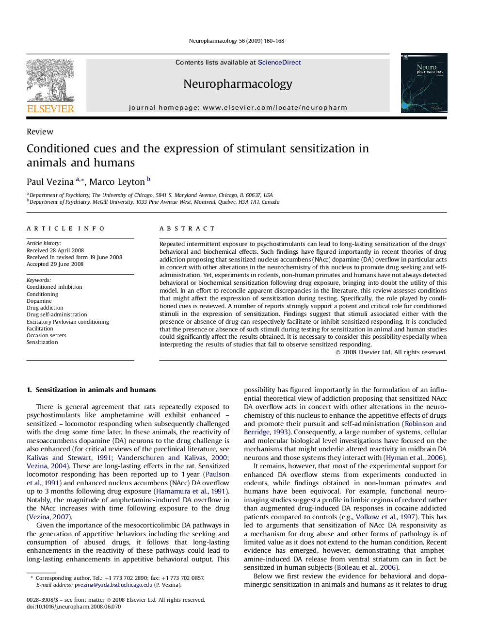 Conditioned cues and the expression of stimulant sensitization in animals and humans