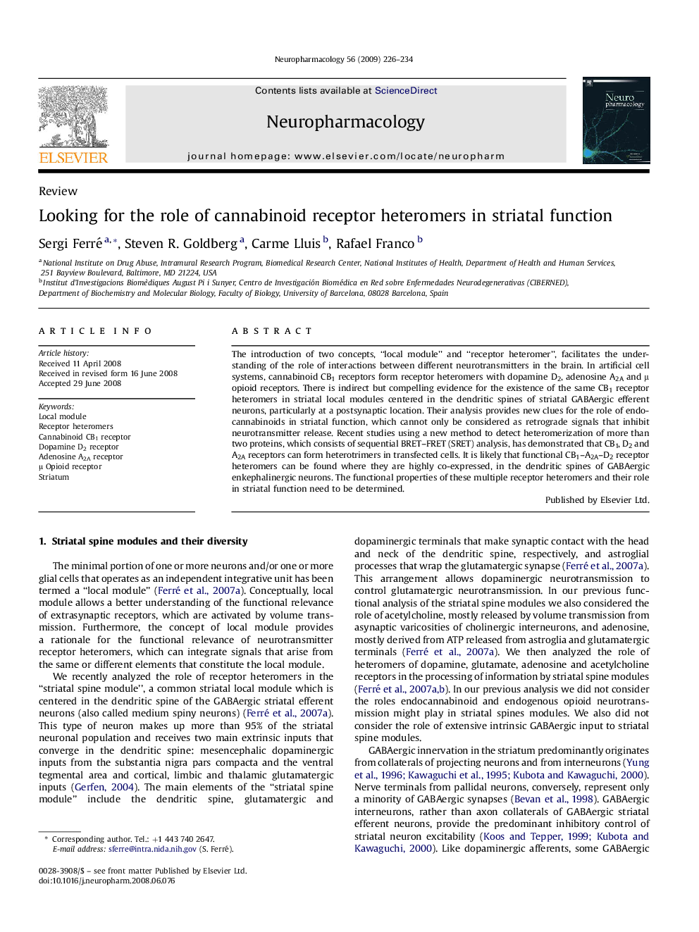 Looking for the role of cannabinoid receptor heteromers in striatal function