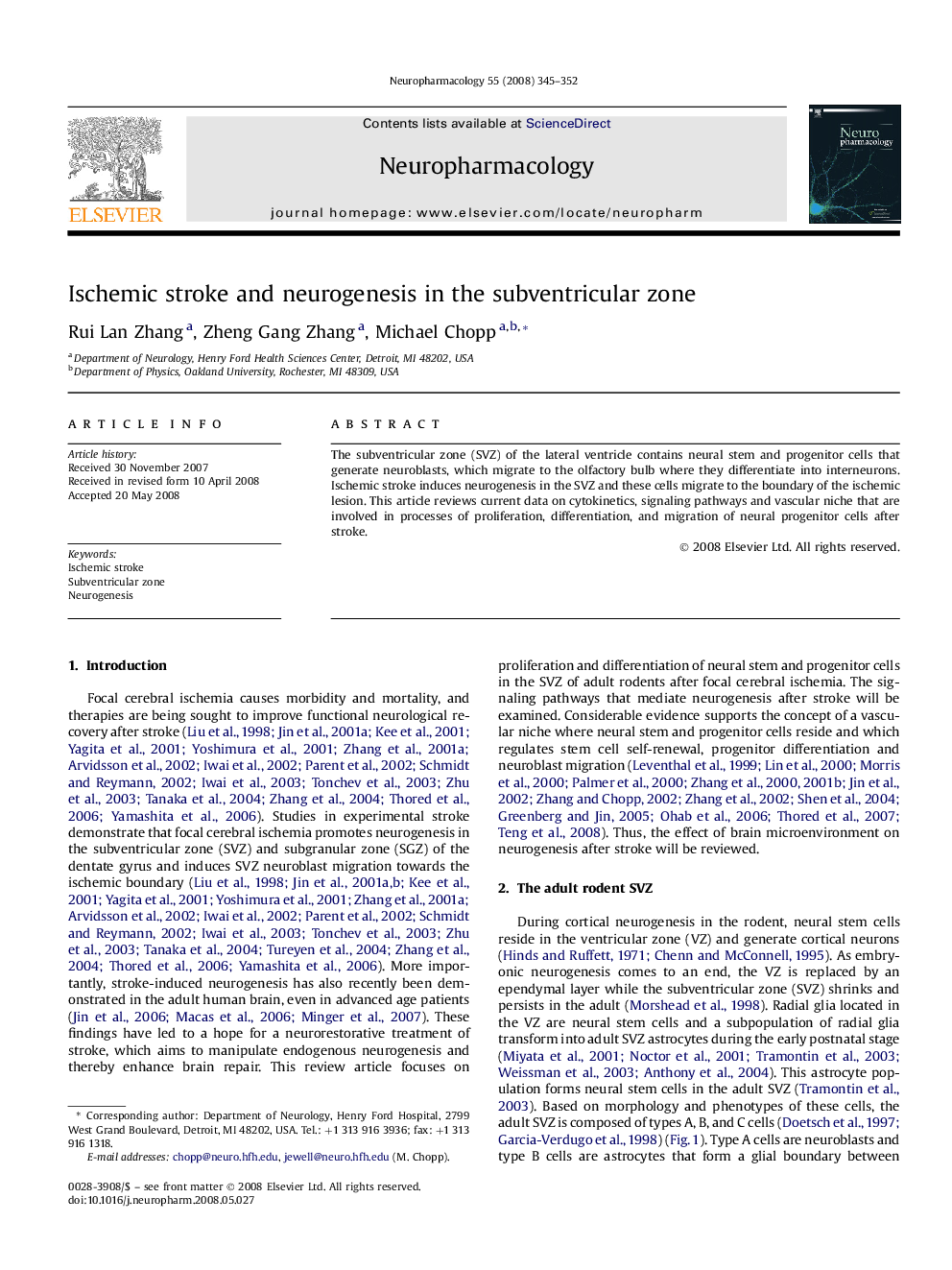 Ischemic stroke and neurogenesis in the subventricular zone