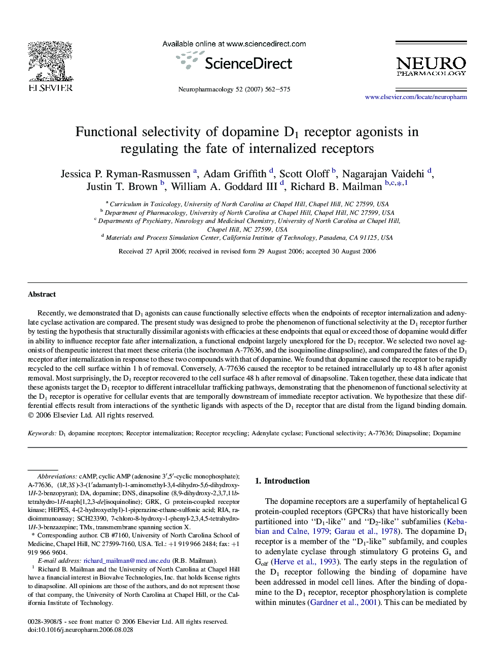 Functional selectivity of dopamine D1 receptor agonists in regulating the fate of internalized receptors