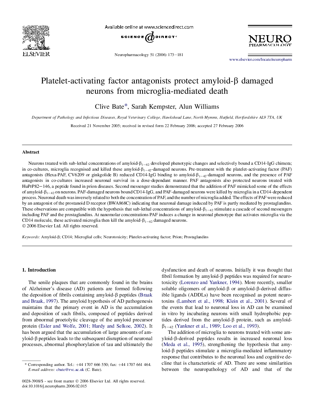 Platelet-activating factor antagonists protect amyloid-β damaged neurons from microglia-mediated death