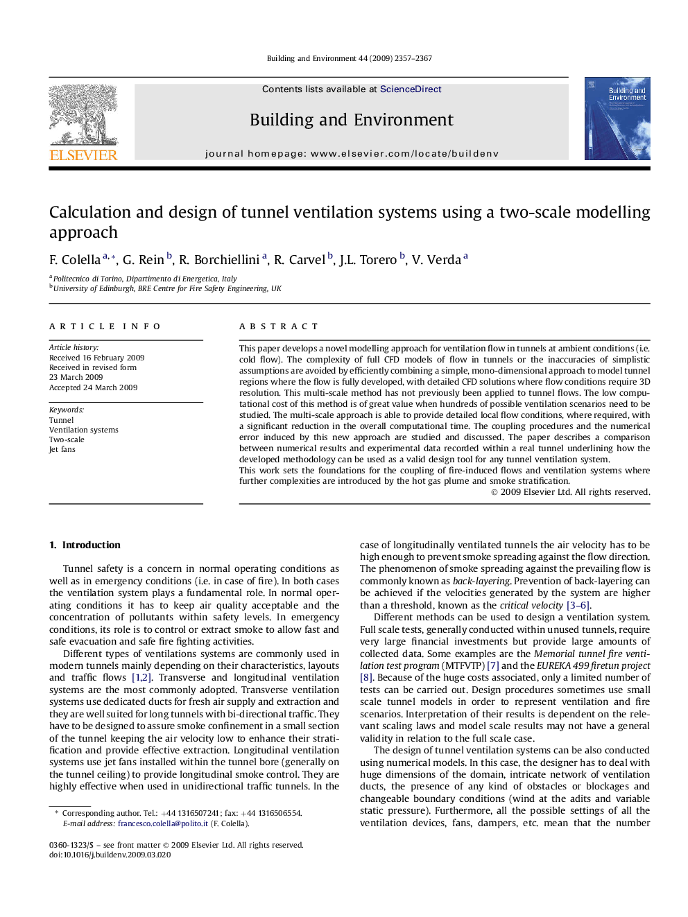 Calculation and design of tunnel ventilation systems using a two-scale modelling approach