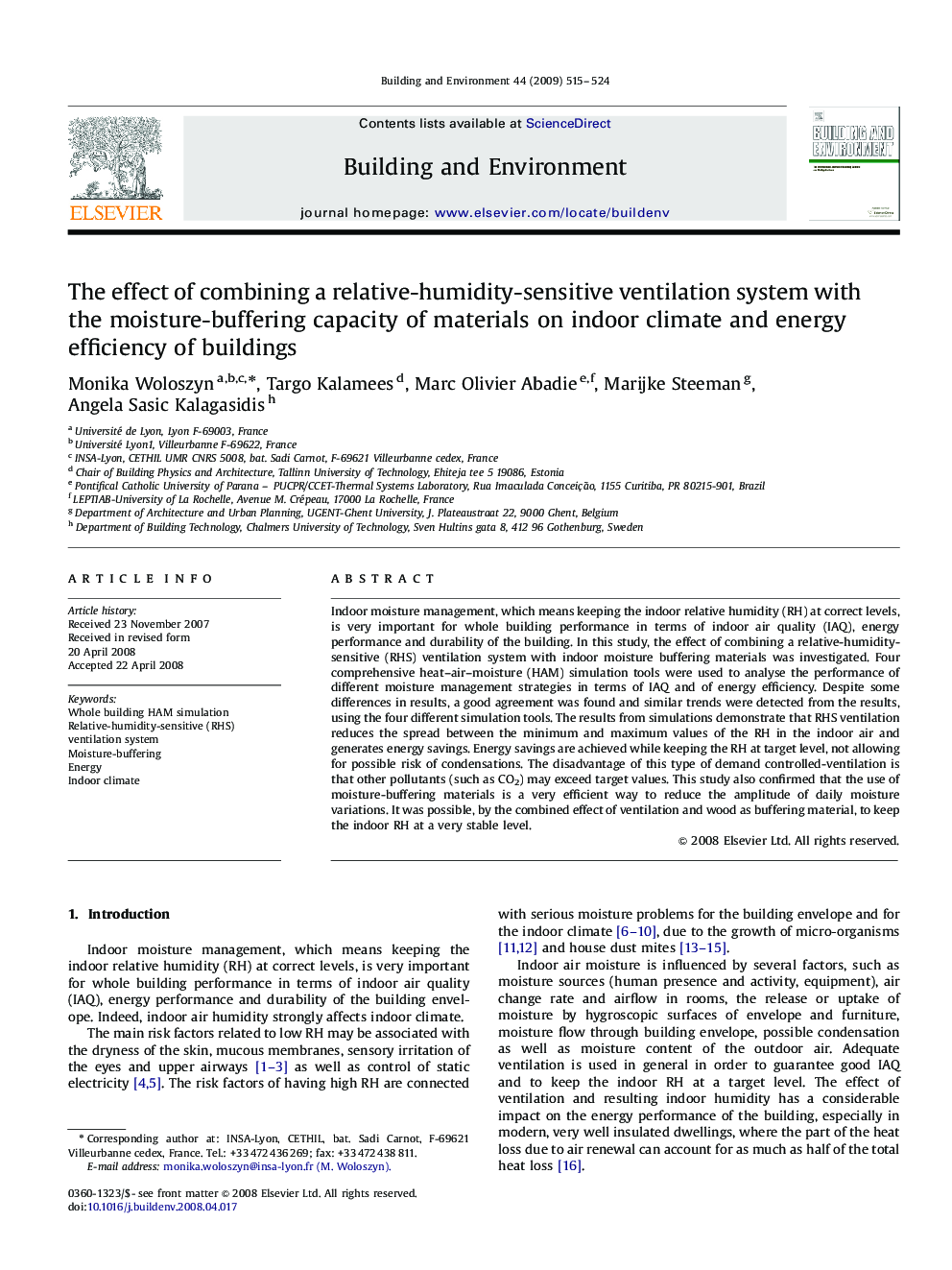 The effect of combining a relative-humidity-sensitive ventilation system with the moisture-buffering capacity of materials on indoor climate and energy efficiency of buildings