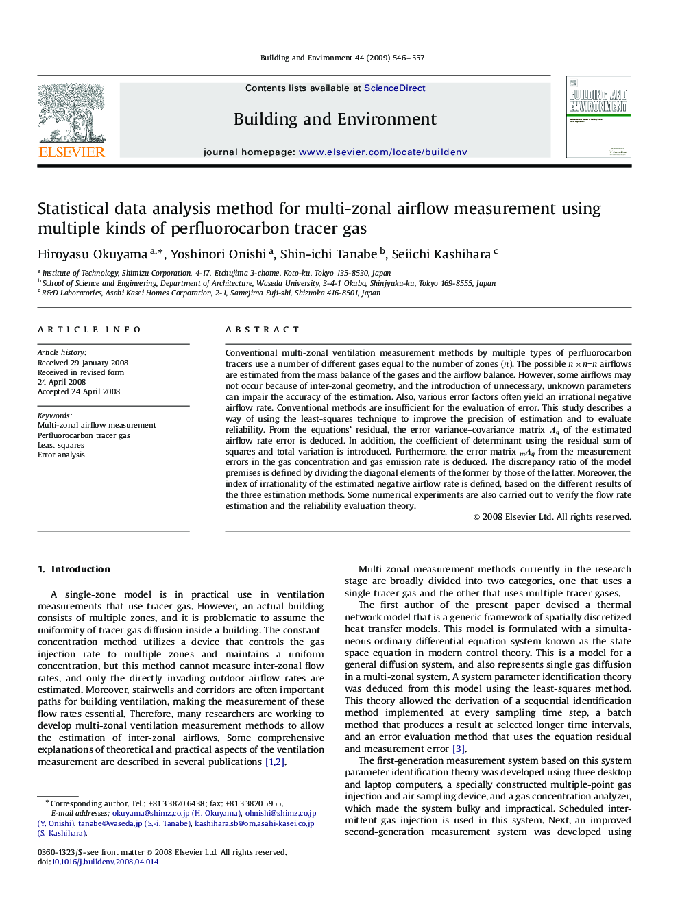 Statistical data analysis method for multi-zonal airflow measurement using multiple kinds of perfluorocarbon tracer gas