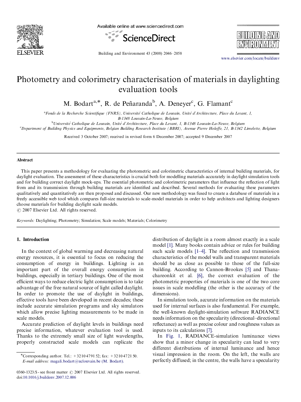 Photometry and colorimetry characterisation of materials in daylighting evaluation tools