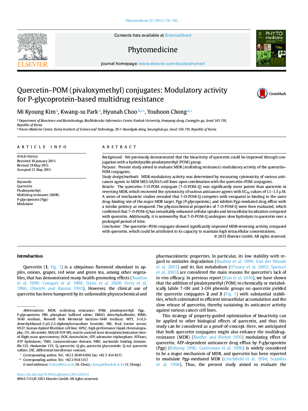 Quercetin–POM (pivaloxymethyl) conjugates: Modulatory activity for P-glycoprotein-based multidrug resistance