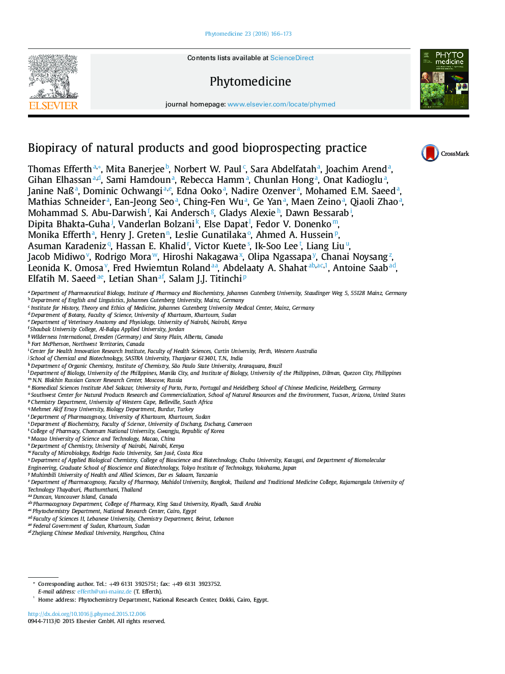 Biopiracy of natural products and good bioprospecting practice