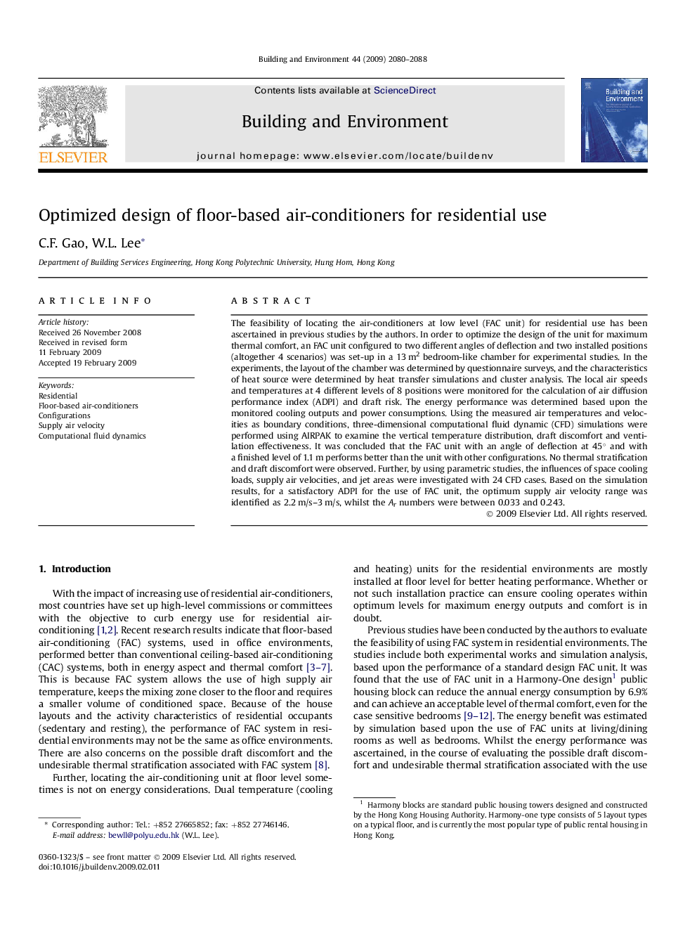 Optimized design of floor-based air-conditioners for residential use