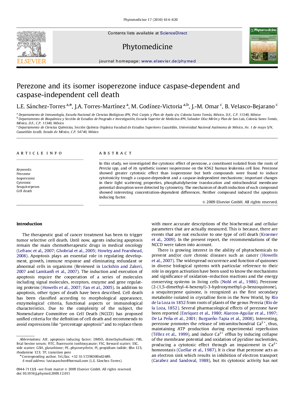 Perezone and its isomer isoperezone induce caspase-dependent and caspase-independent cell death