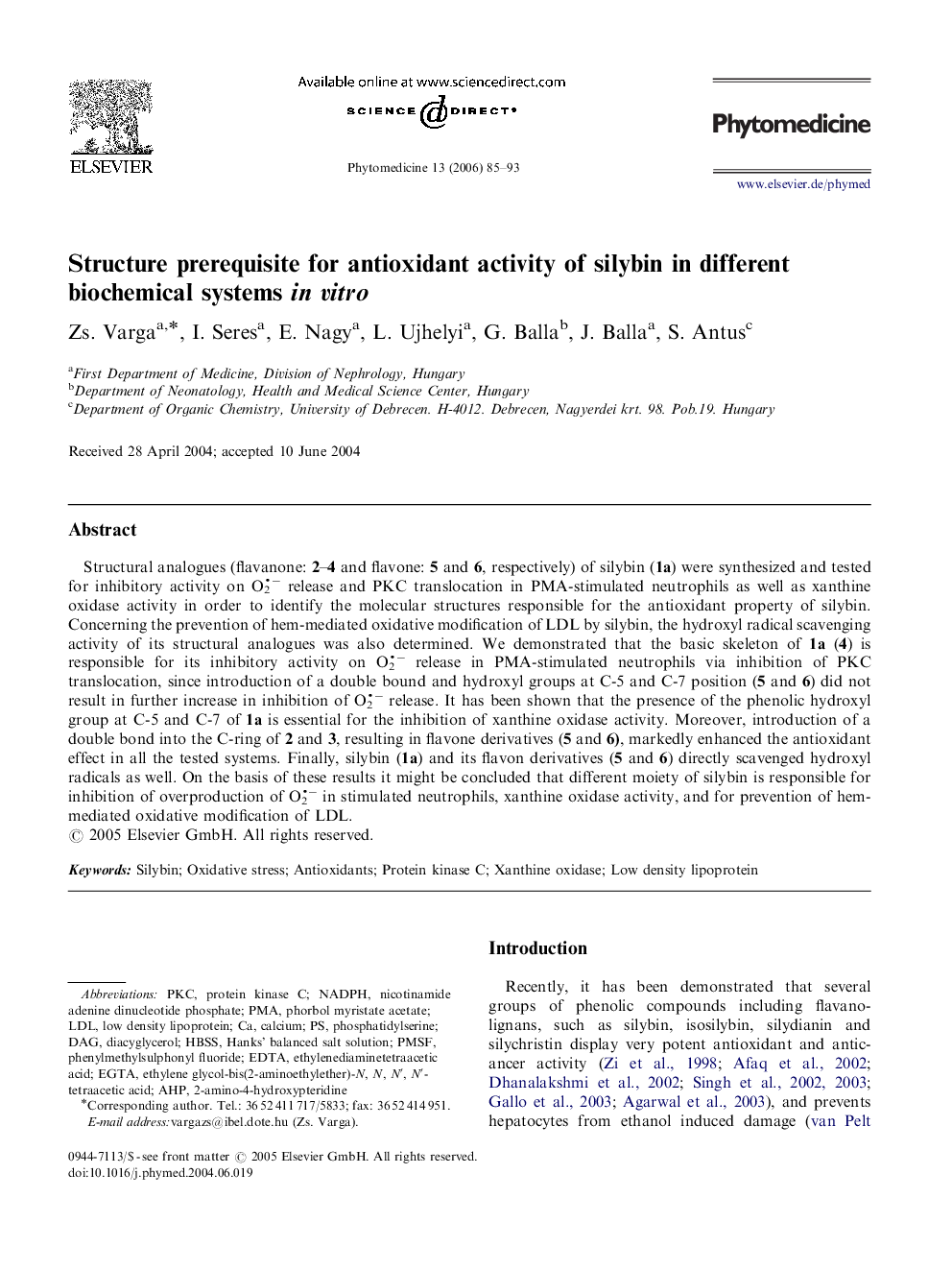 Structure prerequisite for antioxidant activity of silybin in different biochemical systems in vitro