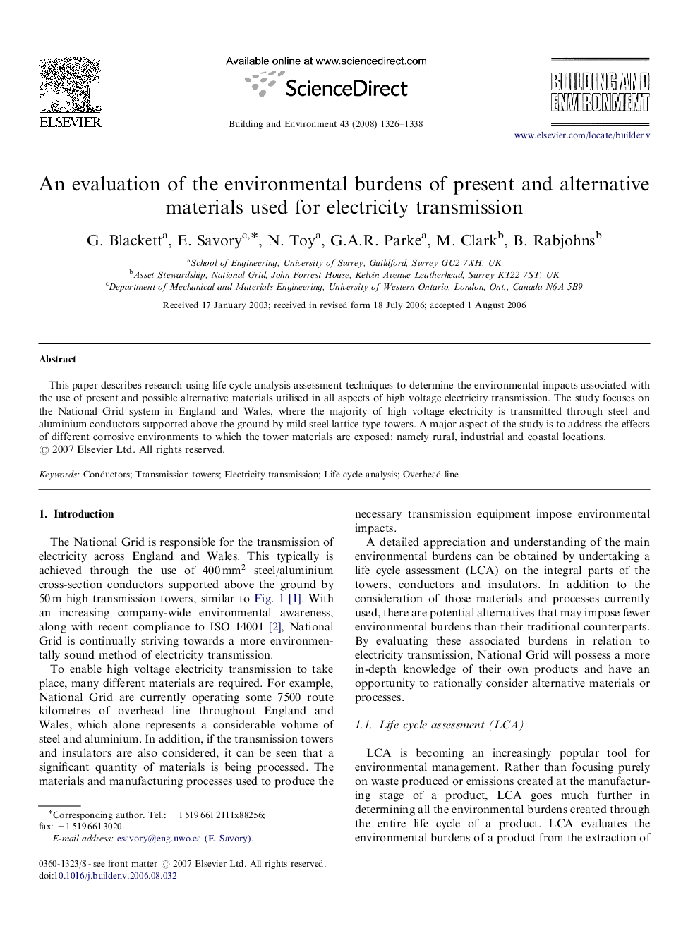 An evaluation of the environmental burdens of present and alternative materials used for electricity transmission