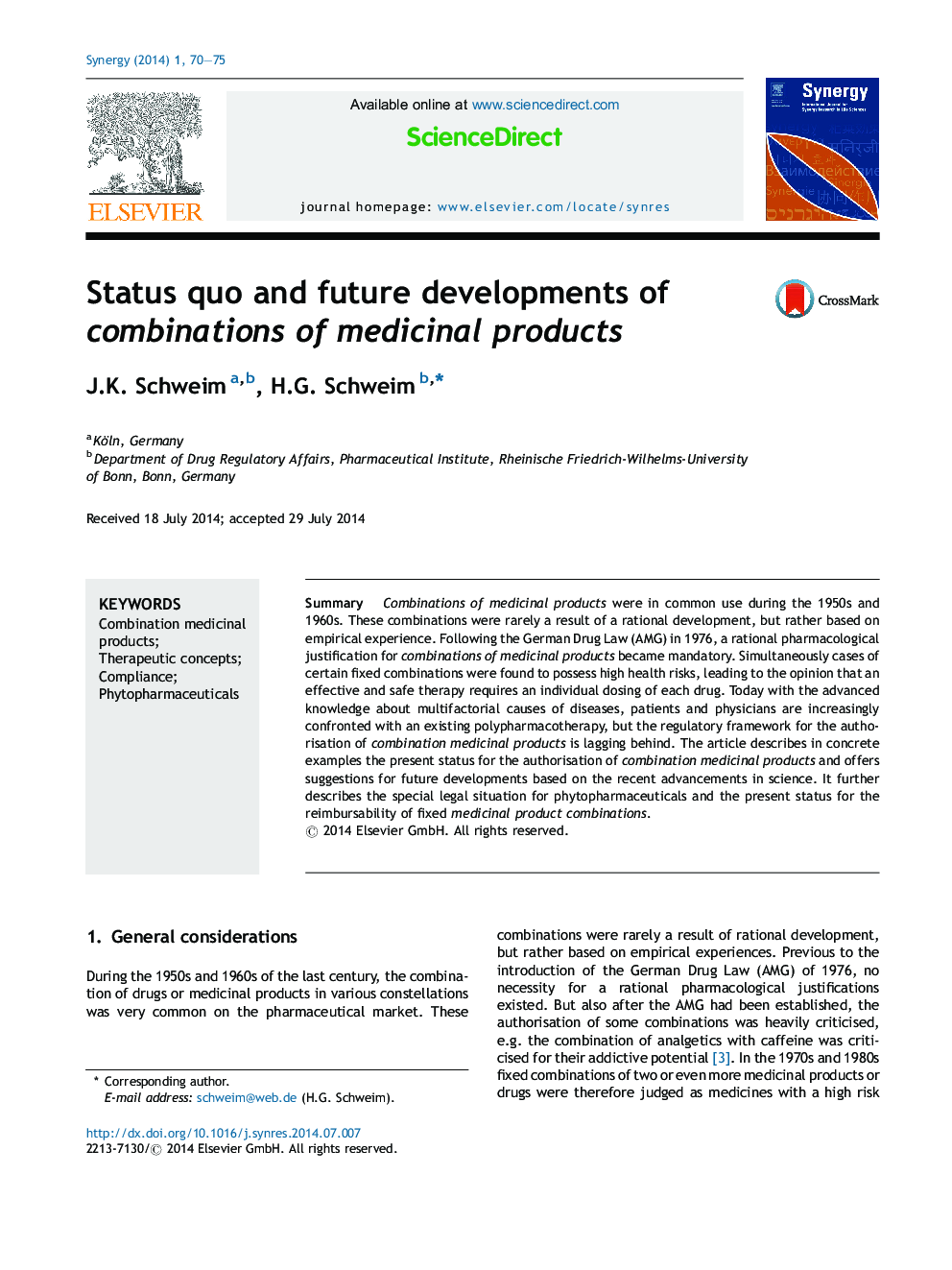 Status quo and future developments of combinations of medicinal products