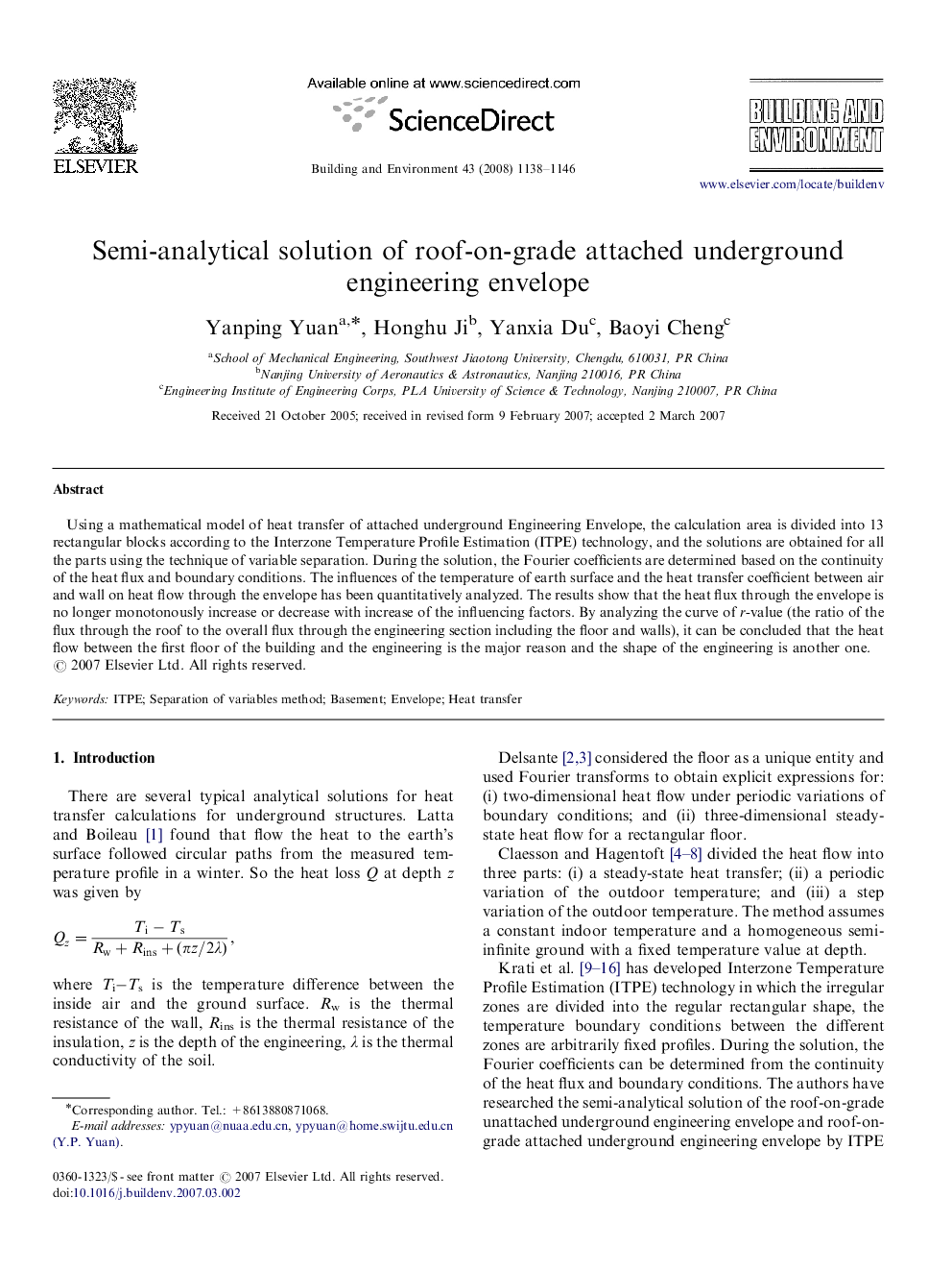 Semi-analytical solution of roof-on-grade attached underground engineering envelope