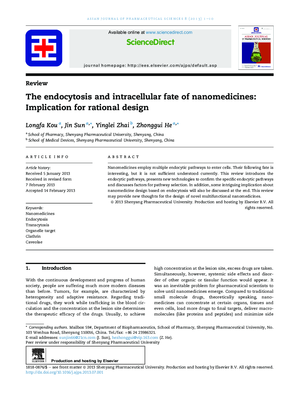 The endocytosis and intracellular fate of nanomedicines: Implication for rational design 