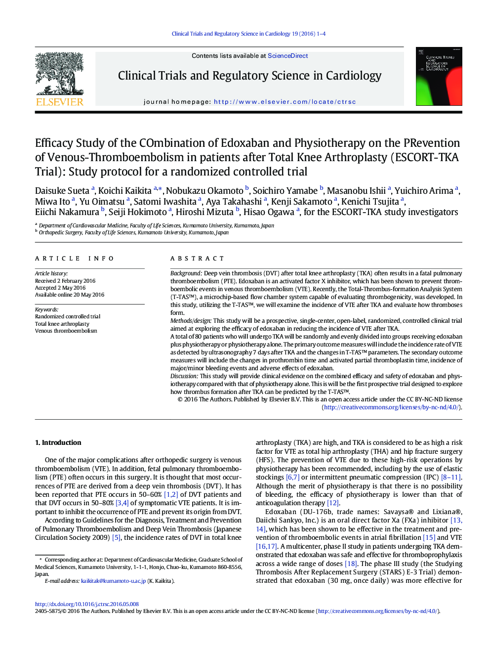 Efficacy Study Of The Combination Of Edoxaban And Physiotherapy On The Prevention Of Venous Thromboembolism In Patients After To