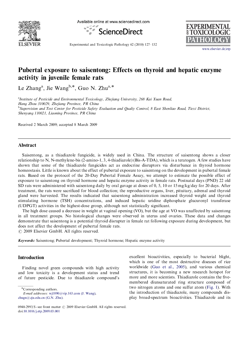 Pubertal exposure to saisentong: Effects on thyroid and hepatic enzyme activity in juvenile female rats