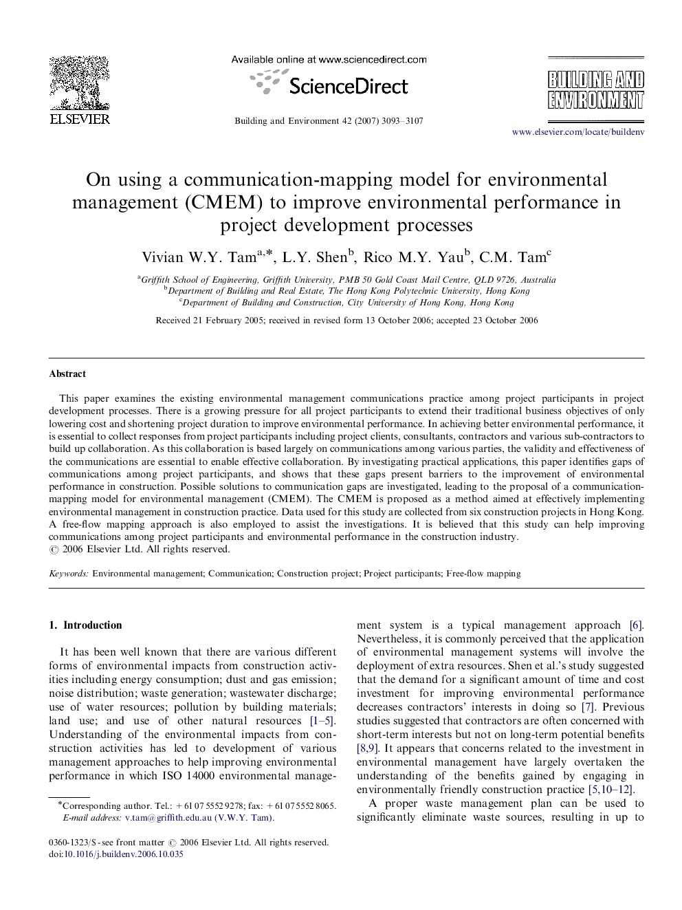 On using a communication-mapping model for environmental management (CMEM) to improve environmental performance in project development processes