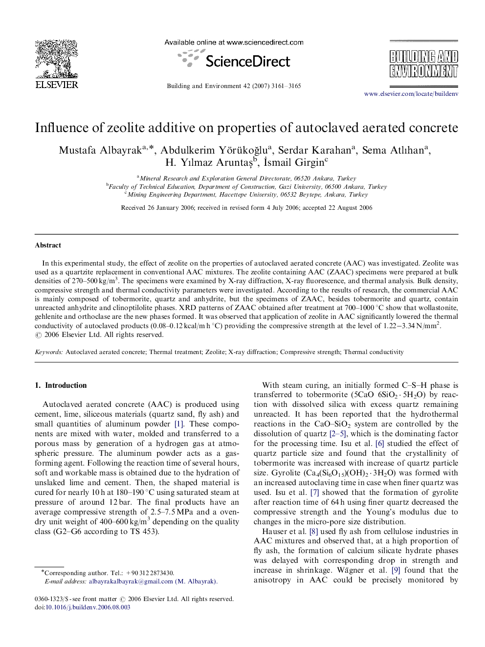 Influence of zeolite additive on properties of autoclaved aerated concrete