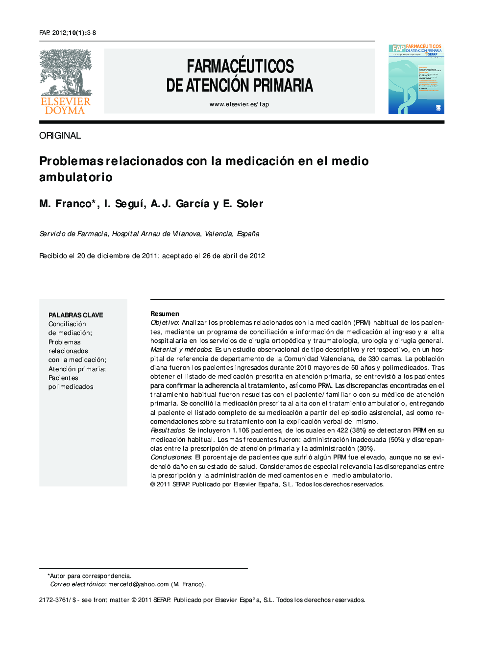 Problemas relacionados con la medicación en el medio ambulatorio