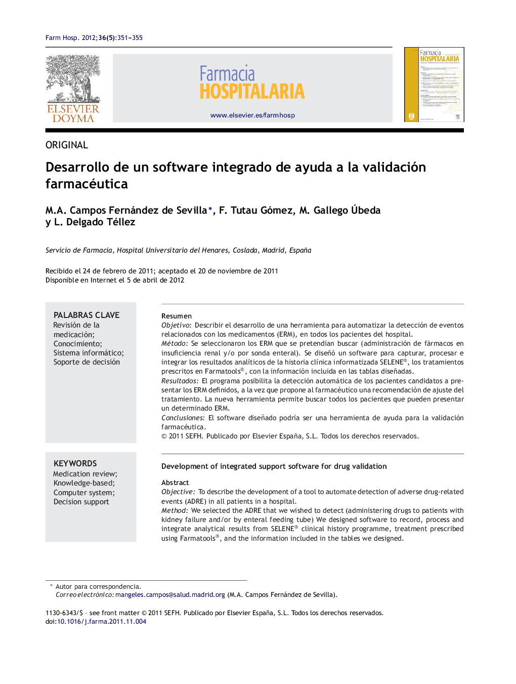 Desarrollo de un software integrado de ayuda a la validación farmacéutica