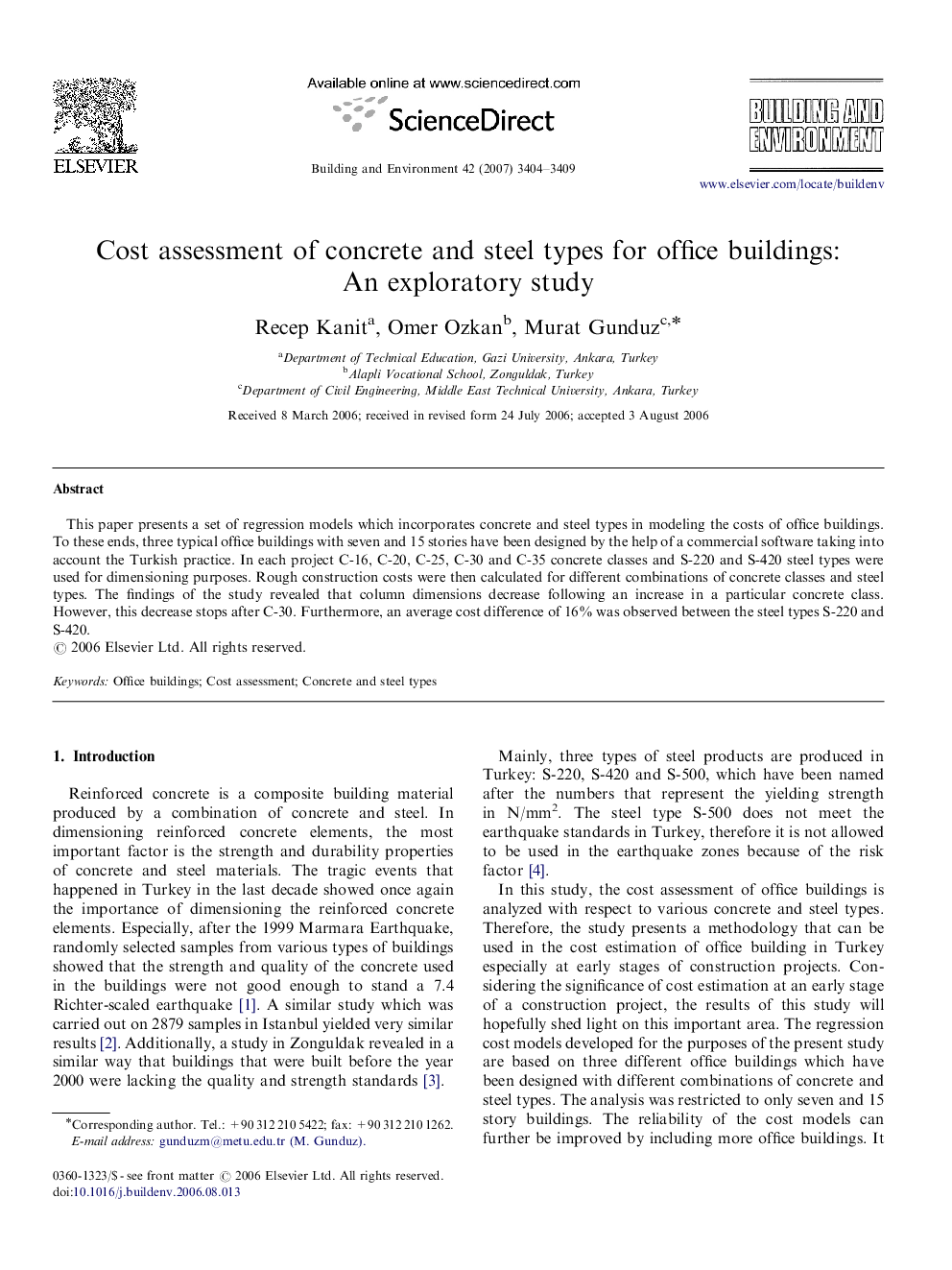 عکس صفحه اول مقاله: Cost assessment of concrete and steel types for office buildings: An exploratory study Cost assessment of concrete and steel types for office buildings: An exploratory study