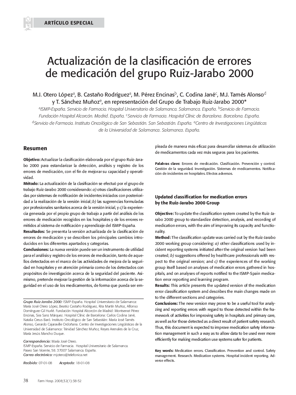 Actualización de laclasificación de errores de medicación del grupoRuiz-Jarabo 2000