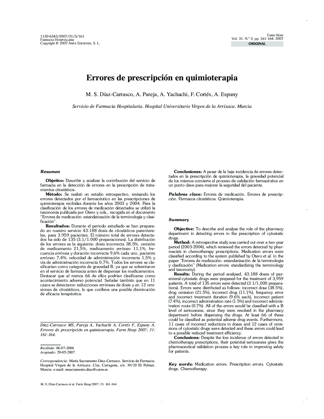 Errores de prescripción en quimioterapia